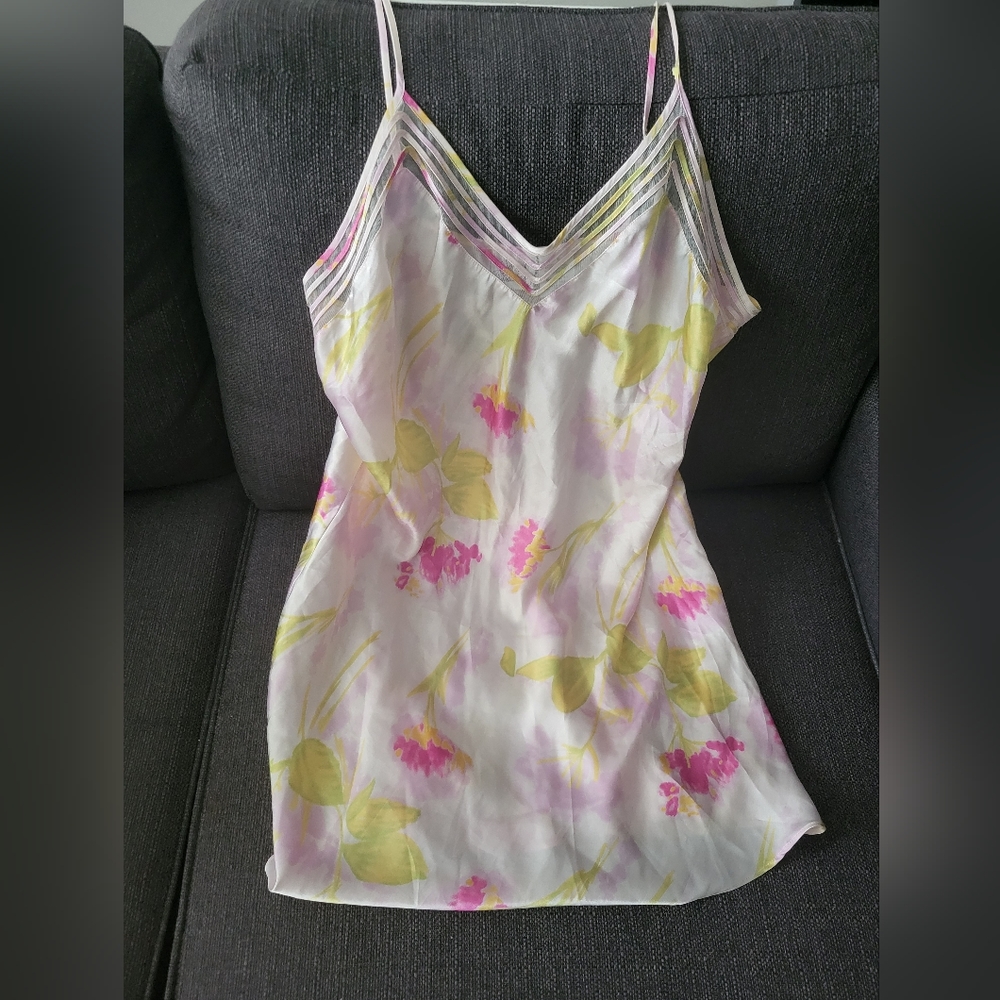 Pink Floral Vintage Mini Slip Dress Size XL
